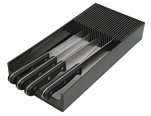 Plastic KNIFEdock – In-Drawer Knife Storage for your kitchen. Replace your knife block with a revolutionary product. Clear your counter top of clutter, and easily identify the desired knife. KNIFEdock