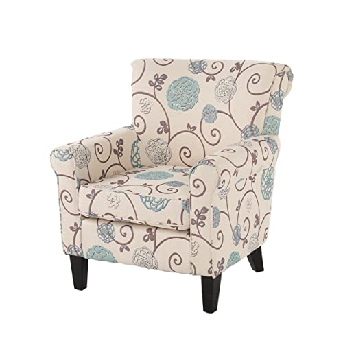 Christopher Knight Home Roseville Fabric Floral Club Chair, Blue Flowers
