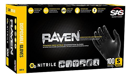 Raven Black Nitrile Powder Free Gloves – Small