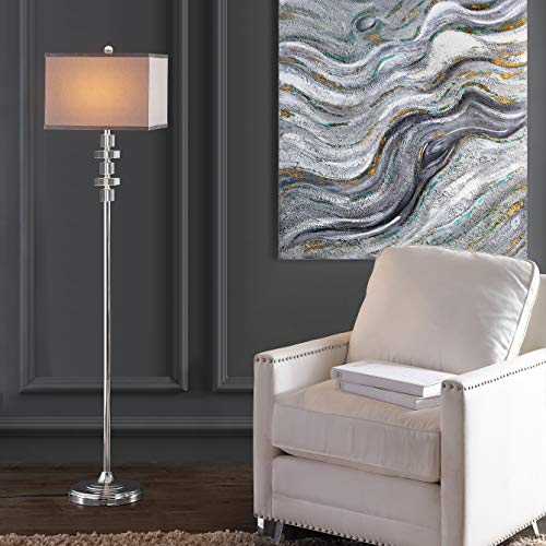 SAFAVIEH Lighting Collection Times Square Modern Clear Crystal/ Chrome 60-inch Living Room Bedroom Home Office Standing Floor Lamp (LED Bulb Included)