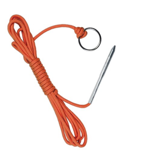 10 Foot 550lb Paracord Fishing Stringer Fish Holder with Metal Threading Needle and 1 Inch Split Ring (Neon Orange)