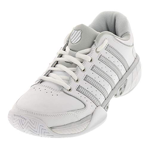 K-Swiss Women’s Hypercourt Express Leather Tennis Shoe, White/Silver/Glacier Gray, 6.5 M