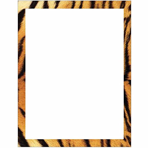 Tiger Print Border Stationery Letter Paper – Wildlife Animal Theme Design – Gift – Business – Office – Party – School Supplies