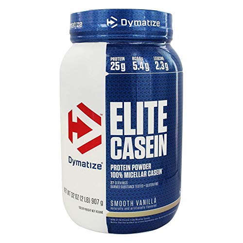 Dymatize Nutrition – Elite Casein Protein Powder 100% Micellar Casein Smooth Vanilla – 2 lbs.