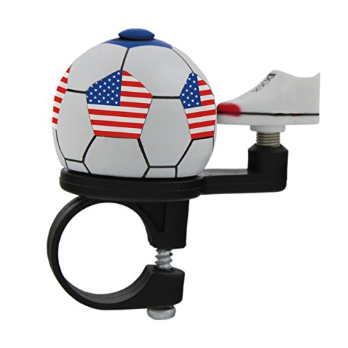 M-Wave Stars N-Stripes Soccer Bicycle Bell, Red/White/Blue