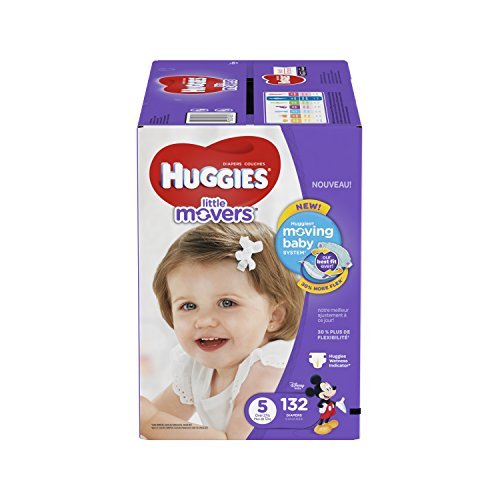 HUGGIES Little Movers Diapers, Size 5, 132 Count (Packaging May Vary)