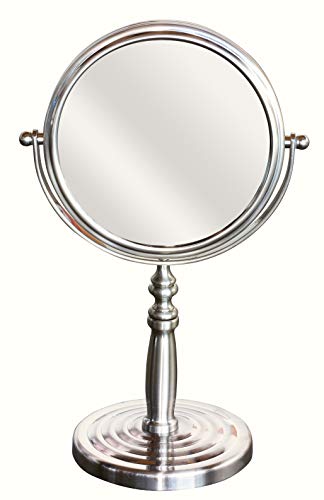 DecoBros 6-Inch Tabletop Two-Sided Swivel Vanity Mirror with 8X Magnification, Nickel