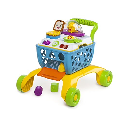 Bright Starts Giggling Gourmet 4-in-1 Shop ‘n Cook Walker Shopping Cart Push Toy, Ages 6 months +