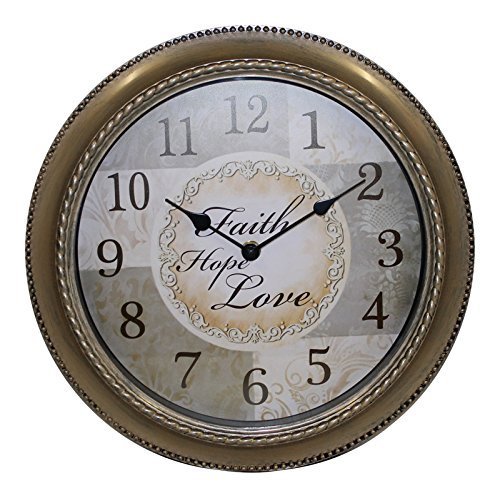 Mainstays 12 Inch Inspirational Clock- Faith, Hope , Love Message