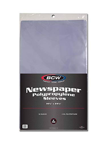 (50) Newspaper Sleeves – 14-1/8″ x 24-1/8″ – BCW Brand