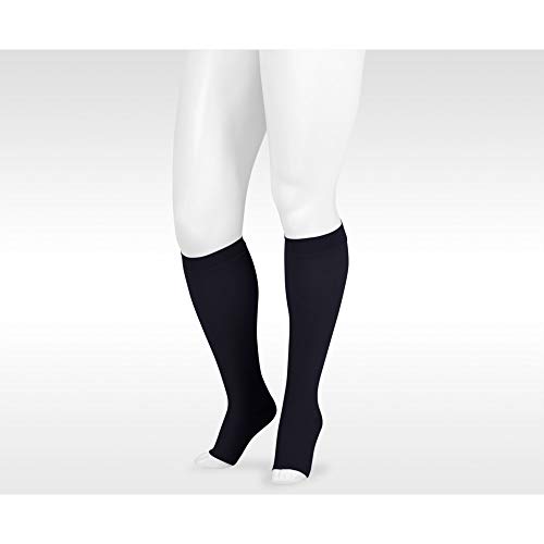Juzo Dynamic Varin 3511 Knee-High 20-30mmhg Silicone Top Band Open Toe Sock for Men & Women, Black, 4 (IV) Petite