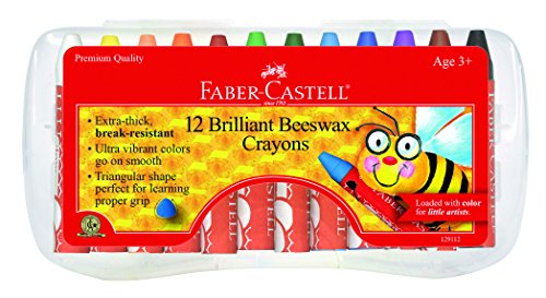 Faber-Castell Beeswax Crayons in Durable Storage Case, 12 Vibrant Colors