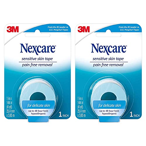 Nexcare Sensitive Skin Tape, 1 in x 4 yds, 2 Count (Pack of 1)