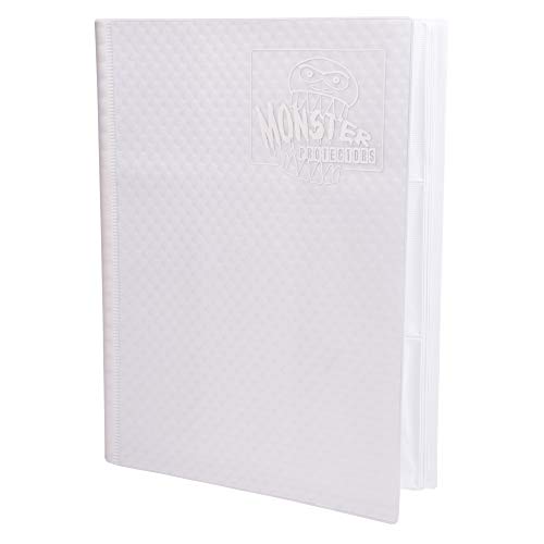 Monster Binder – 9 Pocket Trading-Card Album – Holofoil White w White Pages – Holds 360 Yugioh-Magic-Pokemon-Cards