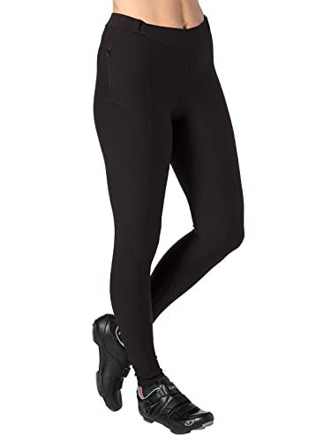 Terry Coolweather Cycling Padded Tights for Women – Regular 29 inch Inseam Thermal Pants – Black, Large