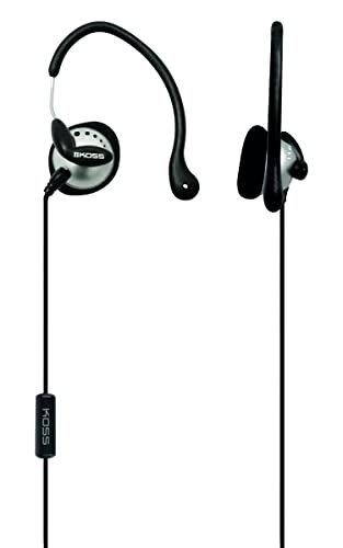 Koss KSC22I Ultra Lightweight Sport Ear-Clip Headphones, Black/Silver