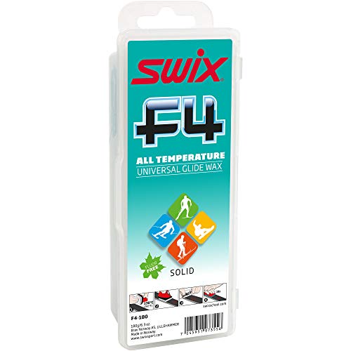 Swix F4 Universal – All Temp – Solid Bar – Non Fluoro – Ski & Snowboard Wax – Large 180g Bar, Blue/Green