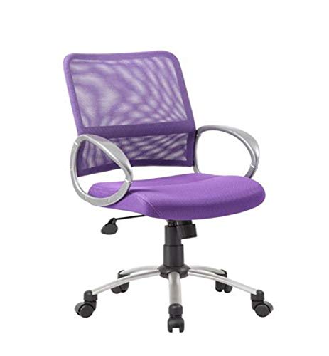 Boss Office Products Mesh Back Task Chair with Pewter Finish in Purple