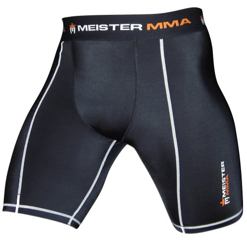 Meister MMA Compression Rush Fight Shorts w/Cup Pocket – Black – X-Large (36-37)