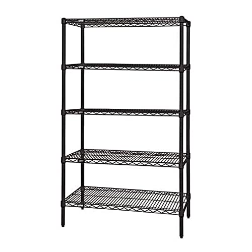 Quantum Storage Systems WR63-1872BK Starter Kit for 63″ Height 4-Tier Wire Shelving Unit, Black Finish, 18″ Width x 72″ Length x 63″ Height