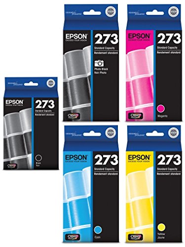 Genuine Epson 273 Color (Black/Photo Black/Cyan/Magenta/Yellow) Ink Cartridge 5-Pack (Includes 1 each of T273020,T273120, T27322