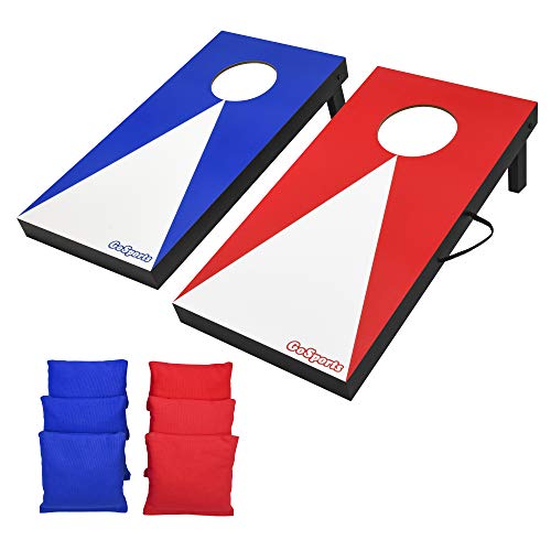 GoSports Portable Size Cornhole Game Set with 6 Bean Bags – Great for Indoor & Outdoor Play (Choose Between Classic or Wood Designs)