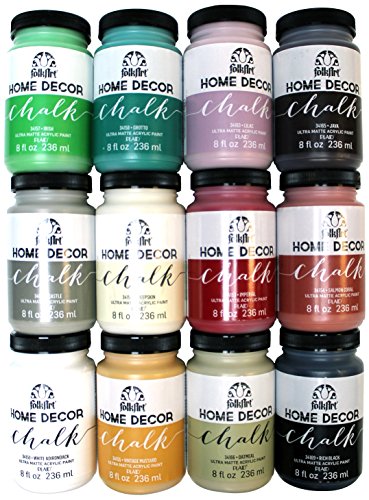 FolkArt Home Decor Chalk Finish Watercolor Paint Set (8 Ounce), (12-Pack)