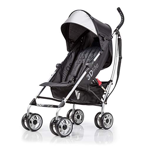 Summer 3Dlite Convenience Stroller, Black – Lightweight Stroller with Aluminum Frame, Large Seat Area, Mesh Siding, 4 Position Recline, Extra Large Storage Basket – Infant Stroller for Travel