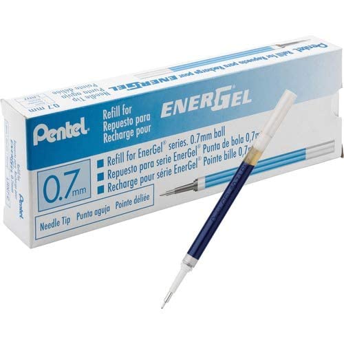 Pentel Refill Ink for EnerGel 0.7mm Needle Tip Liquid Gel Pen,(Pack of 12), Blue Ink (LRN7-C-12)