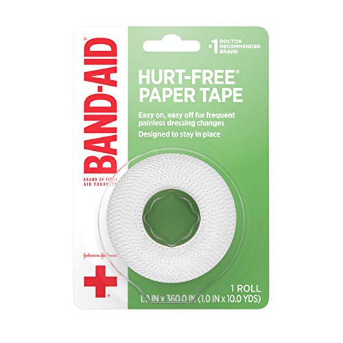 Band-Aid Brand of First Aid Products Hurt-Free Medical Adhesive Paper Tape to Secure Bandages and Wound Dressings, Non-Irritating, 1 Inch by 10 Yards (Pack of 6)