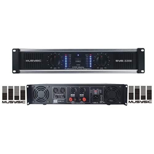 MUSYSIC SYS-3200 High Power Amplifier – Dual Channel 3200 Watts Peak Output for Distortion Free and Clear sound 2U Chassis Professional Power Amplifier with ATR Technology XLR 1/4 Inch Input for Speakers