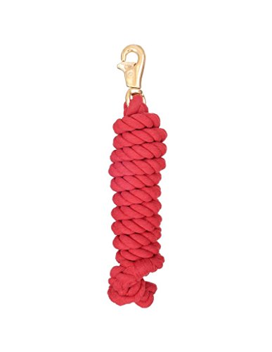 Tough 1 Braided Cotton Lead with Trigger Bull Snap, Red, 8 1/2′