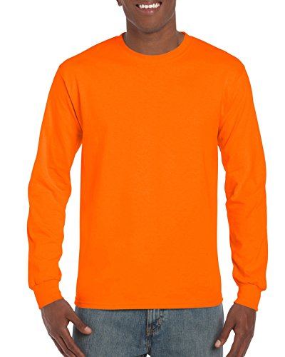 Gildan Men’s Ultra Cotton Long Sleeve T-Shirt, Style G2400, Safety Orange, X-Large