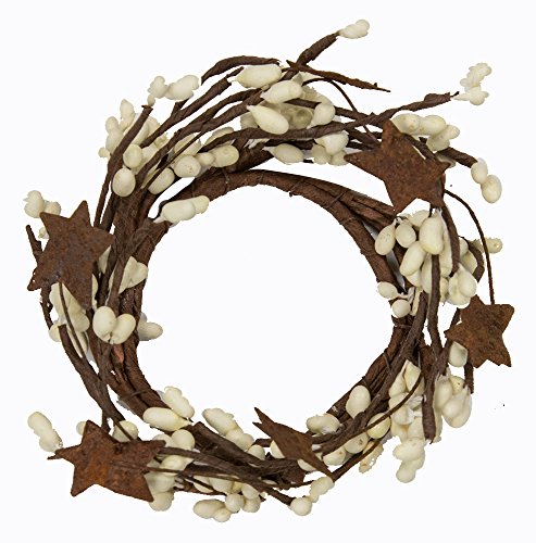 CWI Gifts Pip Twig Star Wreath Rings – Decorative Candle Rings – Candle Rings for Pillars – Farmhouse Candle Rings – Perfect Winter Wreaths for Candles – Ivory 6 x 2