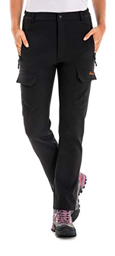 Clothin Women’s Fleece-Lined Soft Shell Cargo Pants, Insulated, Water and Wind-Resistant,Black,8 (31.5-33.5W29L/Regular)