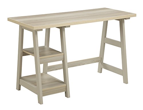 Convenience Concepts Designs2Go Trestle Shelves Desk, Weathered White