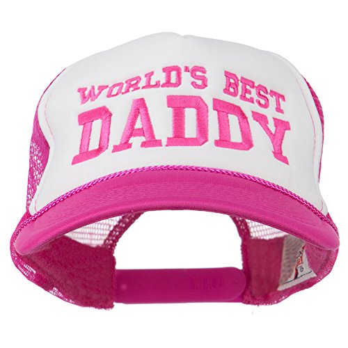 World’s Best Daddy Embroidered Foam Mesh Back Cap – Hot Pink White OSFM