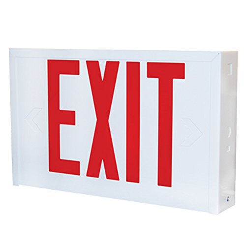 Lithonia Lighting LX W 3 R EL N LED Titan Steel Emergency Exit Sign, 4 watts, White