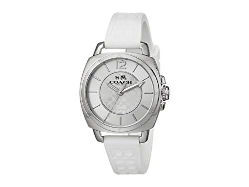 Coach Womens 14502093 Mini Boyfriend Signature White Strap Silver Tone Watch