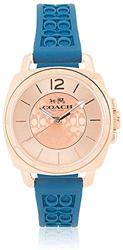 Coach Women’s 14502095 Mini Boyfriend Signature Blue Strap Rose Gold Tone Watch