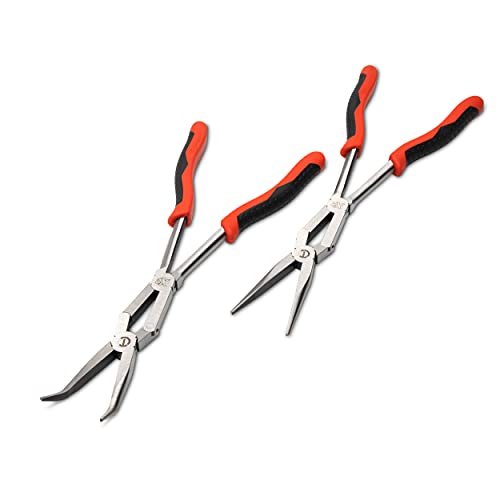 Crescent 2 Pc. X2 Straight and Bent Long Nose Dual Material Plier Set – PSX204C , Red