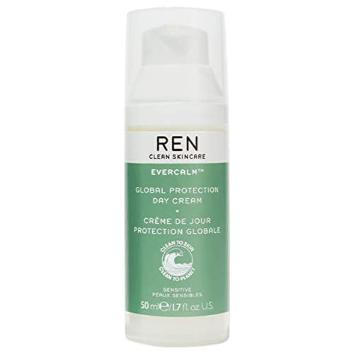REN Clean Skincare Facial Moisturizer – Evercalm Global Protection Day Cream Proven to Calm Skin – Nourish & Reduce Redness – Cruelty Free & Vegan Skin Moisturizer, 1.7 Fl Oz (Pack of 1)