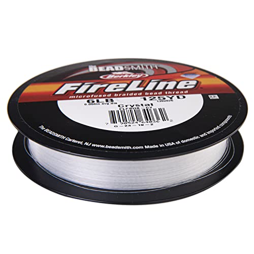 The Beadsmith Fireline by Berkley – Micro-Fused Braided Thread – 6lb. Test.006”/.15mm Diameter, 125 Yard Spool, Crystal Color – Super Strong Stringing Material for Jewelry Making and Bead Weaving