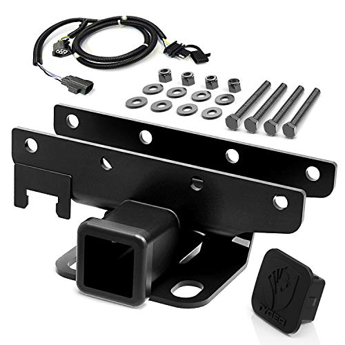 TYGER Towing Combo: 2inch Receiver Hitch & Wiring Harness & Hitch Cover Fits 2007-2018 Wrangler JK 2Dr & 4Dr (Exclude 2018 JL Models)