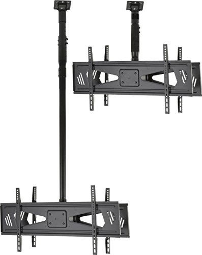 Displays 2go Dual Sided Ceiling TV Mount for 37″ to 70″ Flat Screen Monitors, Height Adjustable, Steel (Black)