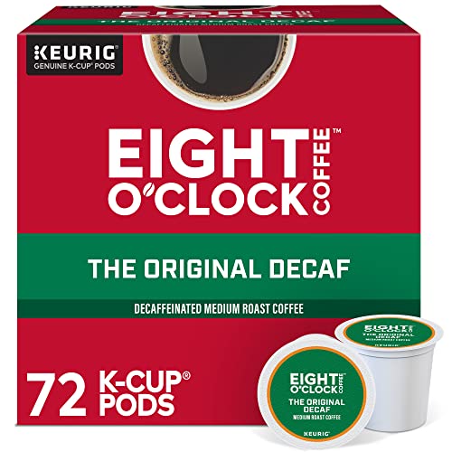 Eight O’Clock Coffee The Original Decaf, Single-Serve Coffee K-Cup Pods, Medium Roast, 12 Count (Pack of 6)