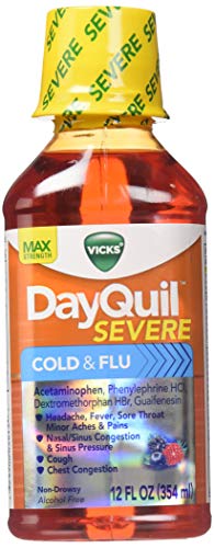 Vicks Dayquil Severe Cold & Flu Relief Liquid, 12 oz (Pack of 2)