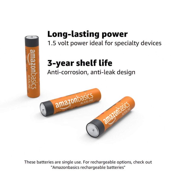 AmazonBasics AAAA Everyday Alkaline Batteries (4-Pack) – Appearance May Vary
