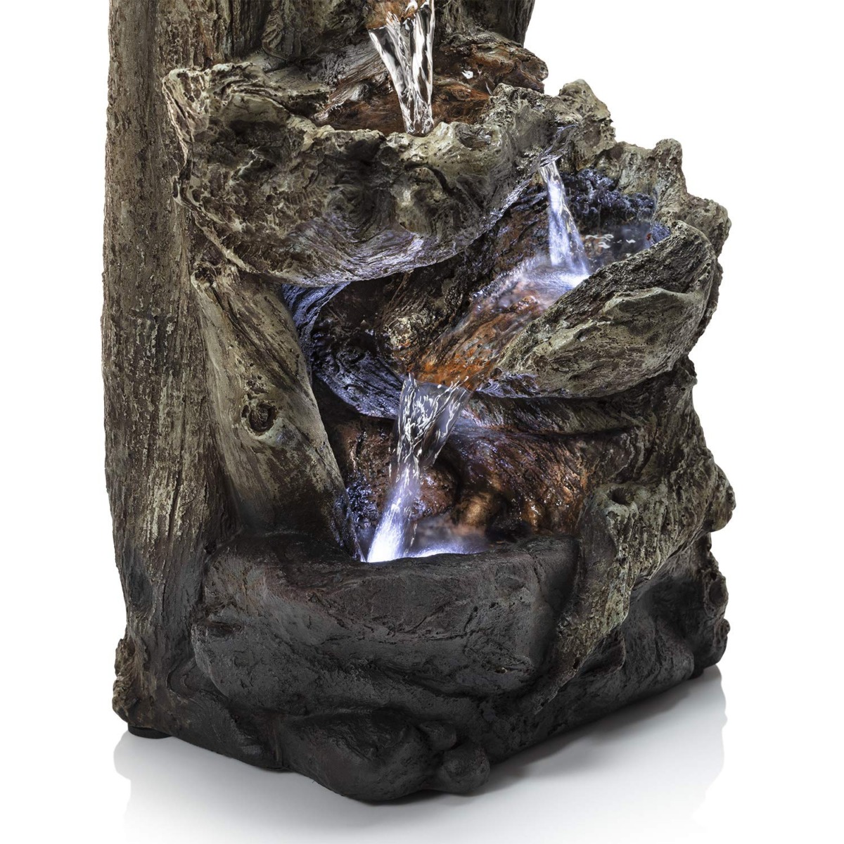 Alpine Corporation 14″ Tall Indoor/Outdoor Tiered Log Tabletop Fountain with LED Lights, Beige | The Storepaperoomates Retail Market - Fast Affordable Shopping