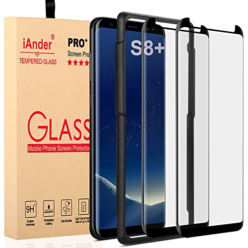 iAnder [2-PACK] Galaxy S8 Plus Screen Protector Glass [Easy Installation Tray], 3D Curved [Tempered Glass] Screen Protector for Galaxy S8 Plus S8+ [Case Friendly]